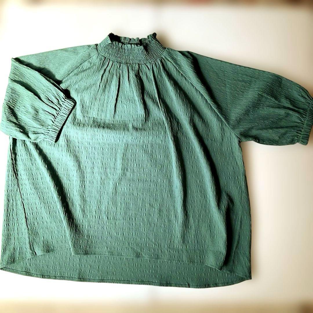 Plantation  チュニック　七分袖　グリーン I SET2点 刺繍7分袖ブラウス＋タンクトップ / Green Parks