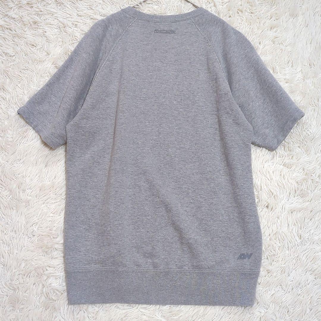 美品 L ループウィラー ストレッチ ワンポイントロゴ 半袖スウェット グレー