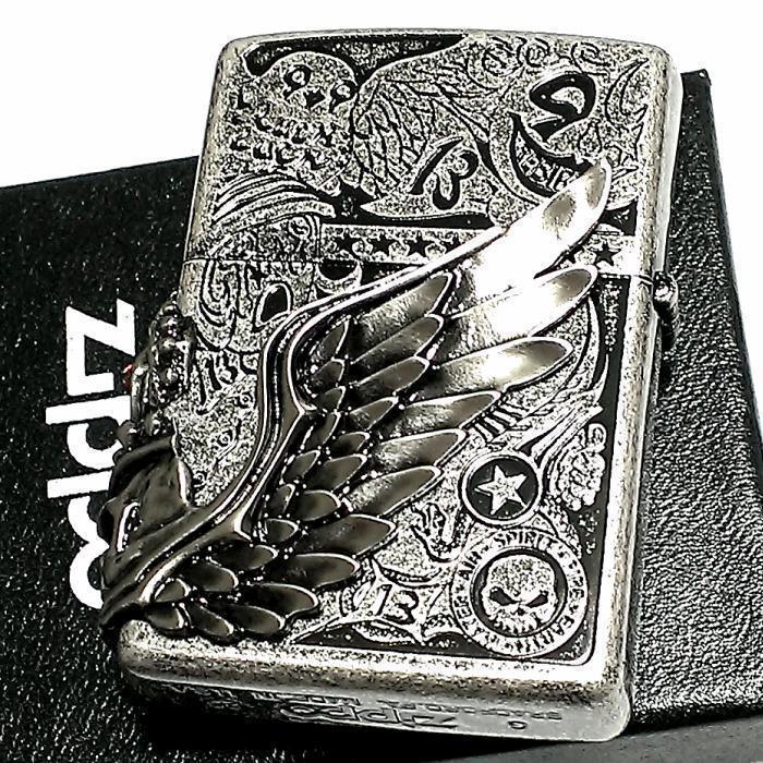 ZIPPOライター かっこいい フォーチュンヘッド ジッポ 銀イブシ スカル新品