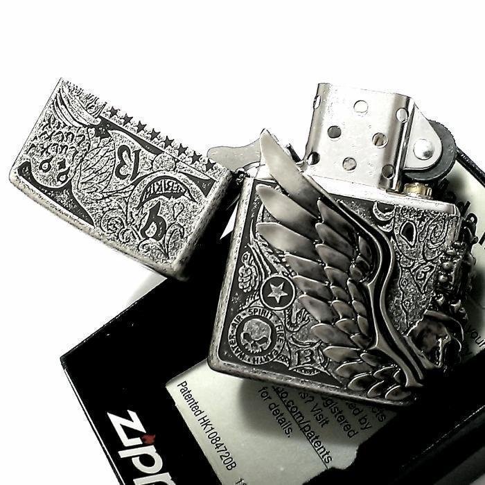 ZIPPOライター かっこいい フォーチュンヘッド ジッポ 銀イブシ スカル新品