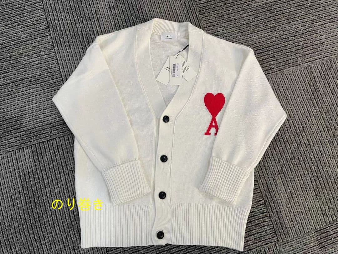 アミパリス AMI カーデガン 白×赤マーク M