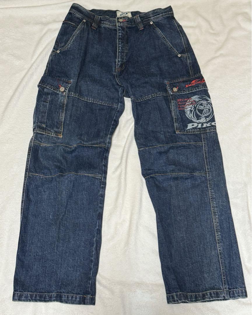 90s PIKO デニムカーゴ バギーデニム  L