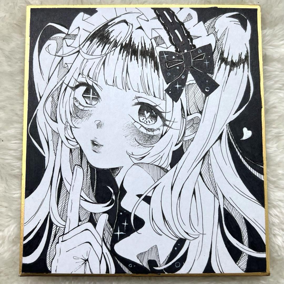 原画】ロリータ イラスト アナログ 手描き ハンドメイド 色紙