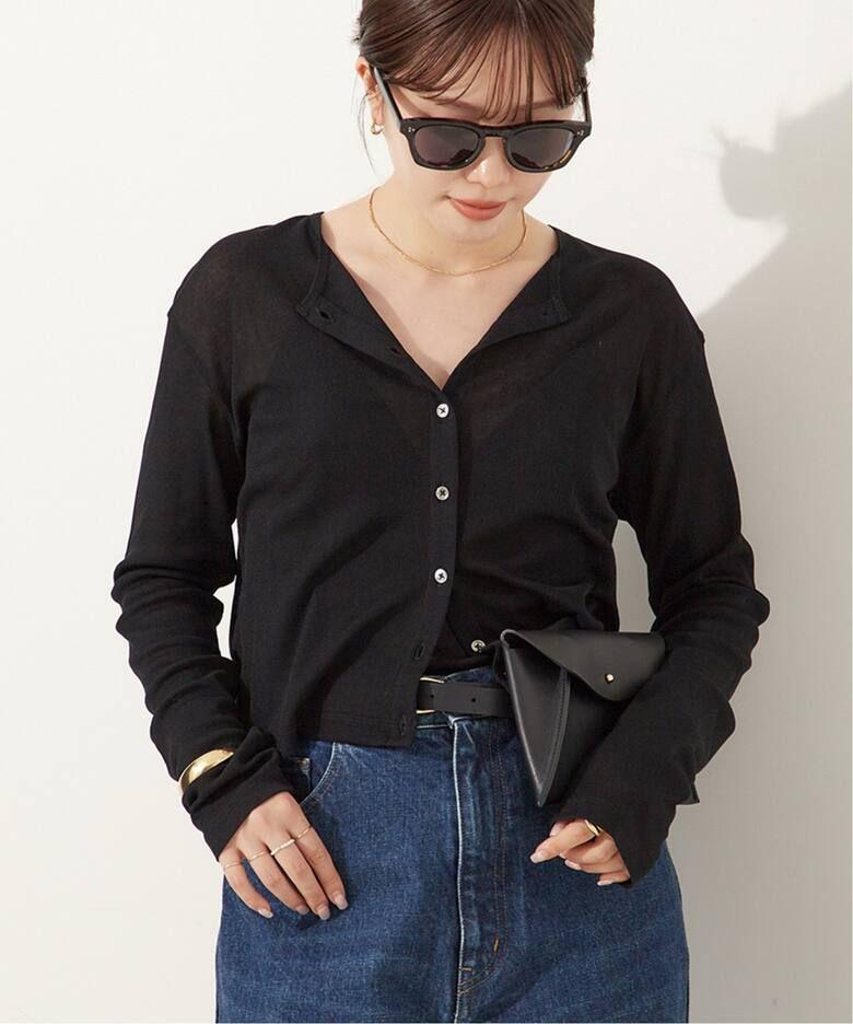 Plage SHEER RIB CROPPED カーディガン
