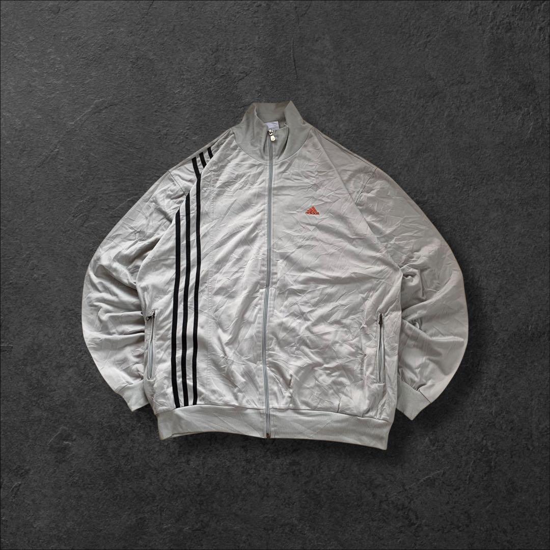 adidasアディダス古着トラックジャケット刺繍口ゴフルジップグレーR597