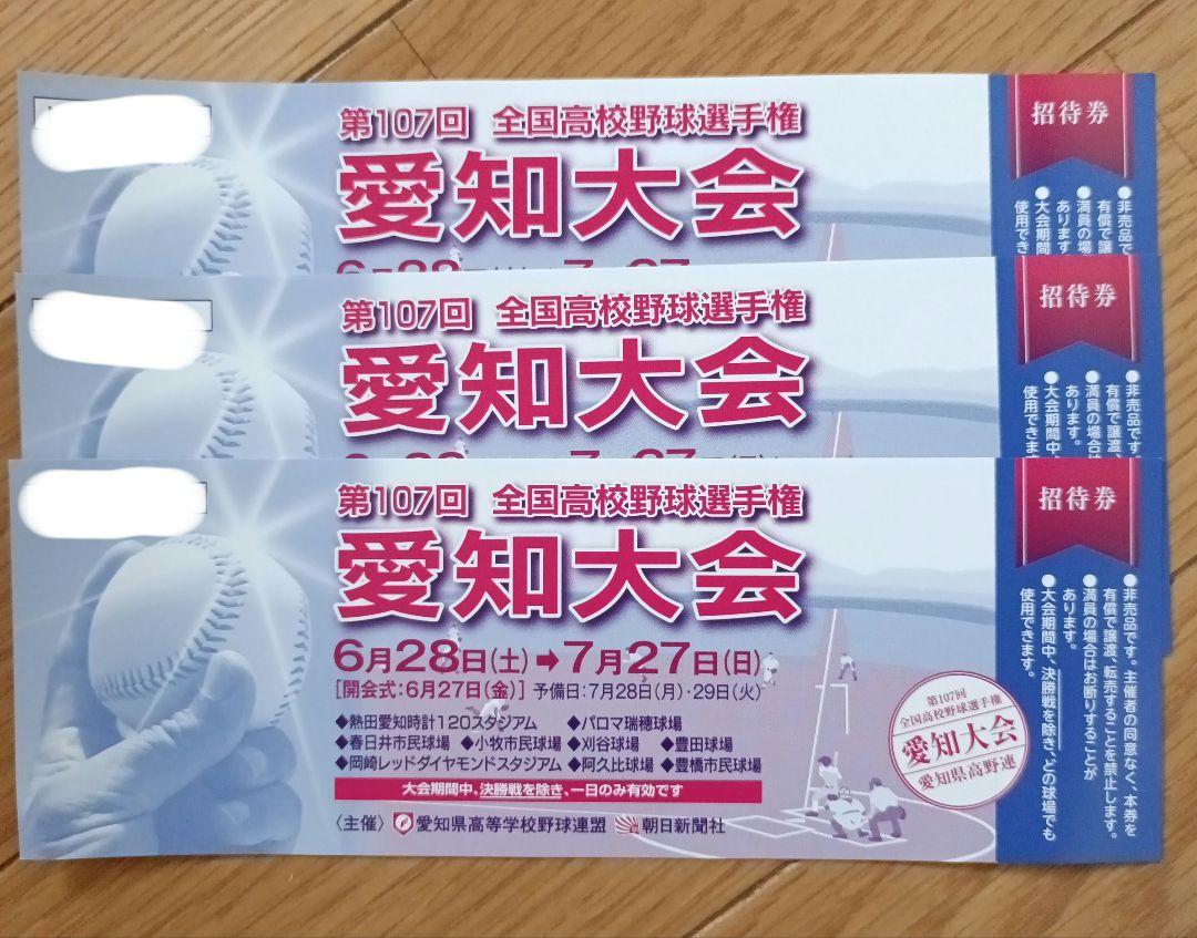 2025年第107回全国高校野球選手権愛知大会 招待券8枚セット