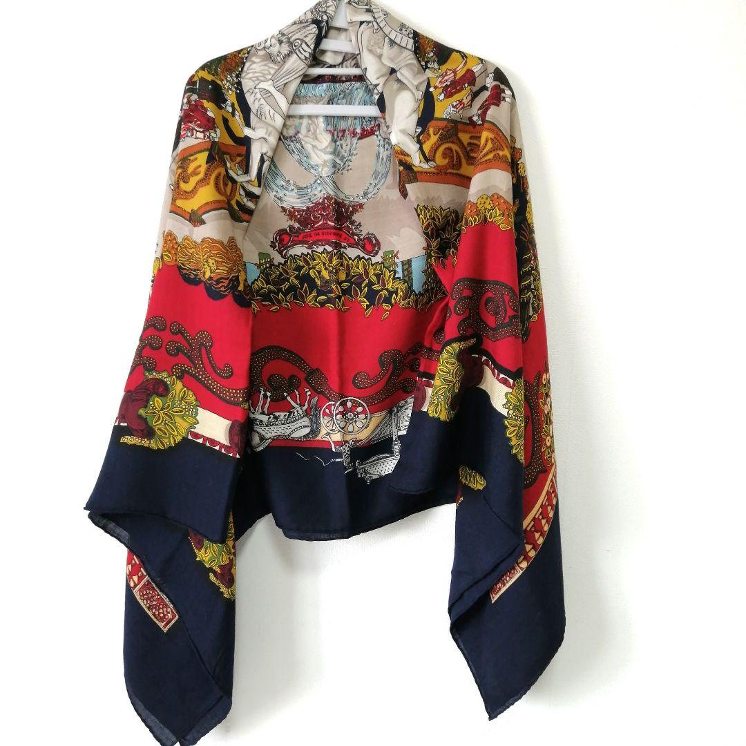 良品❤ エルメス HERMES ショール カレ140 王の楽園 タグ無し 953