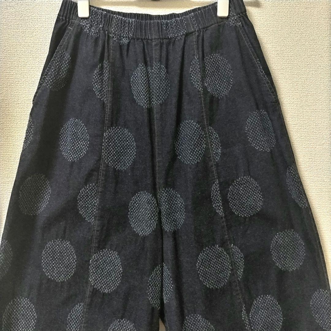 CRESCENT DUO　ワイドパンツ　ドット　デニム　インディゴ染め