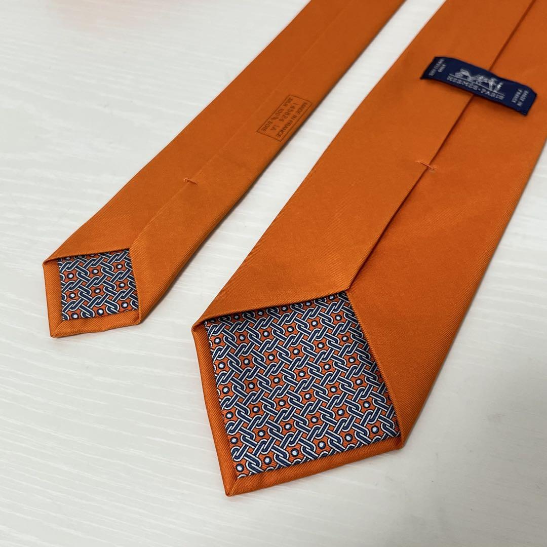 HERMES オレンジ シルク ネクタイ エルメス エルメスオレンジ 無印