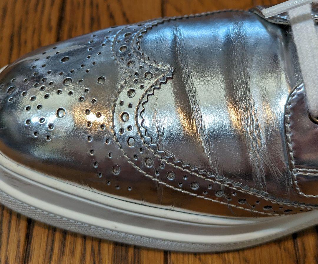 プラダ PRADA ウィングチップシューズ 厚底 シルバー 39.5