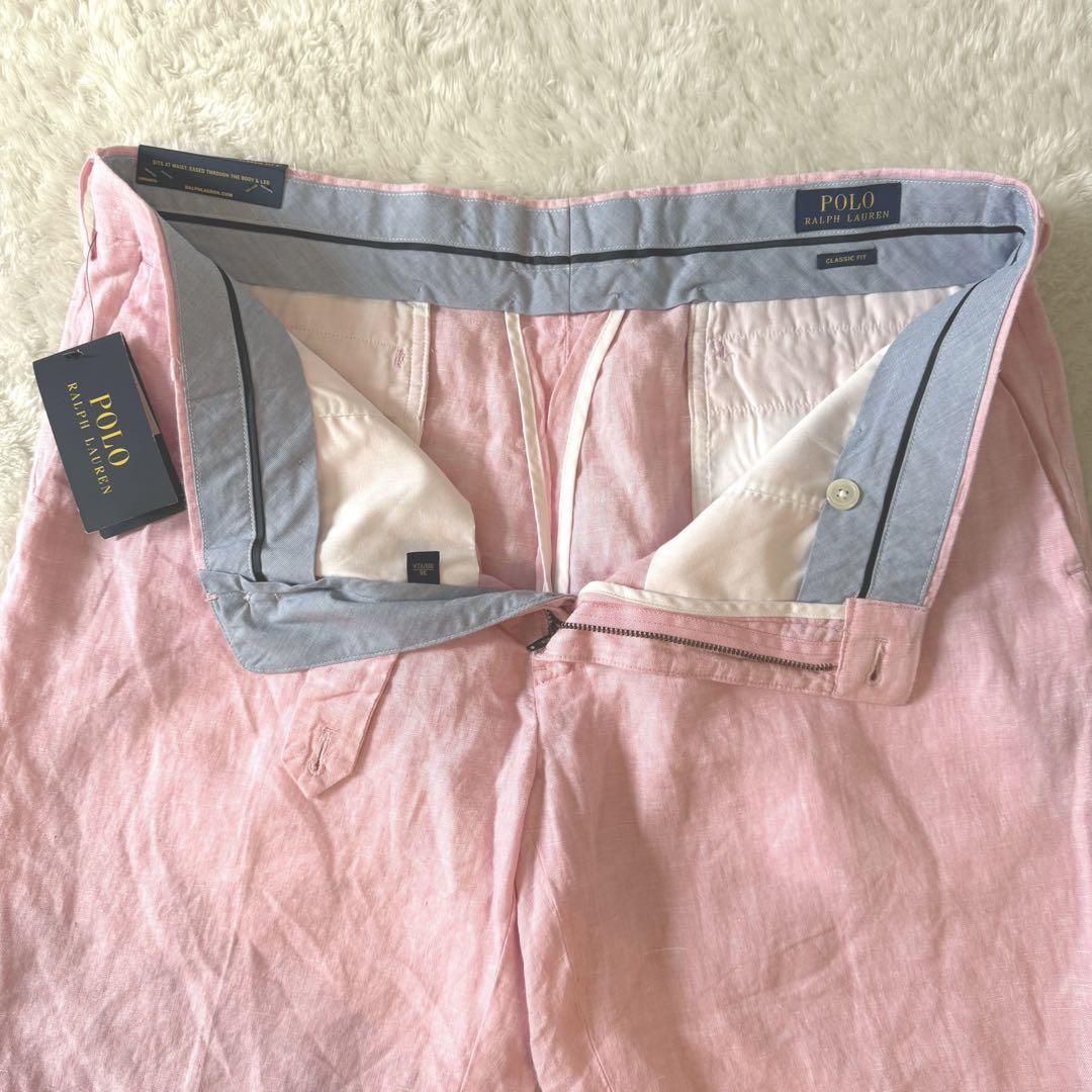 新品タグ付き　ポロラルフローレン　ショートパンツ　麻100% 36 大きいサイズ