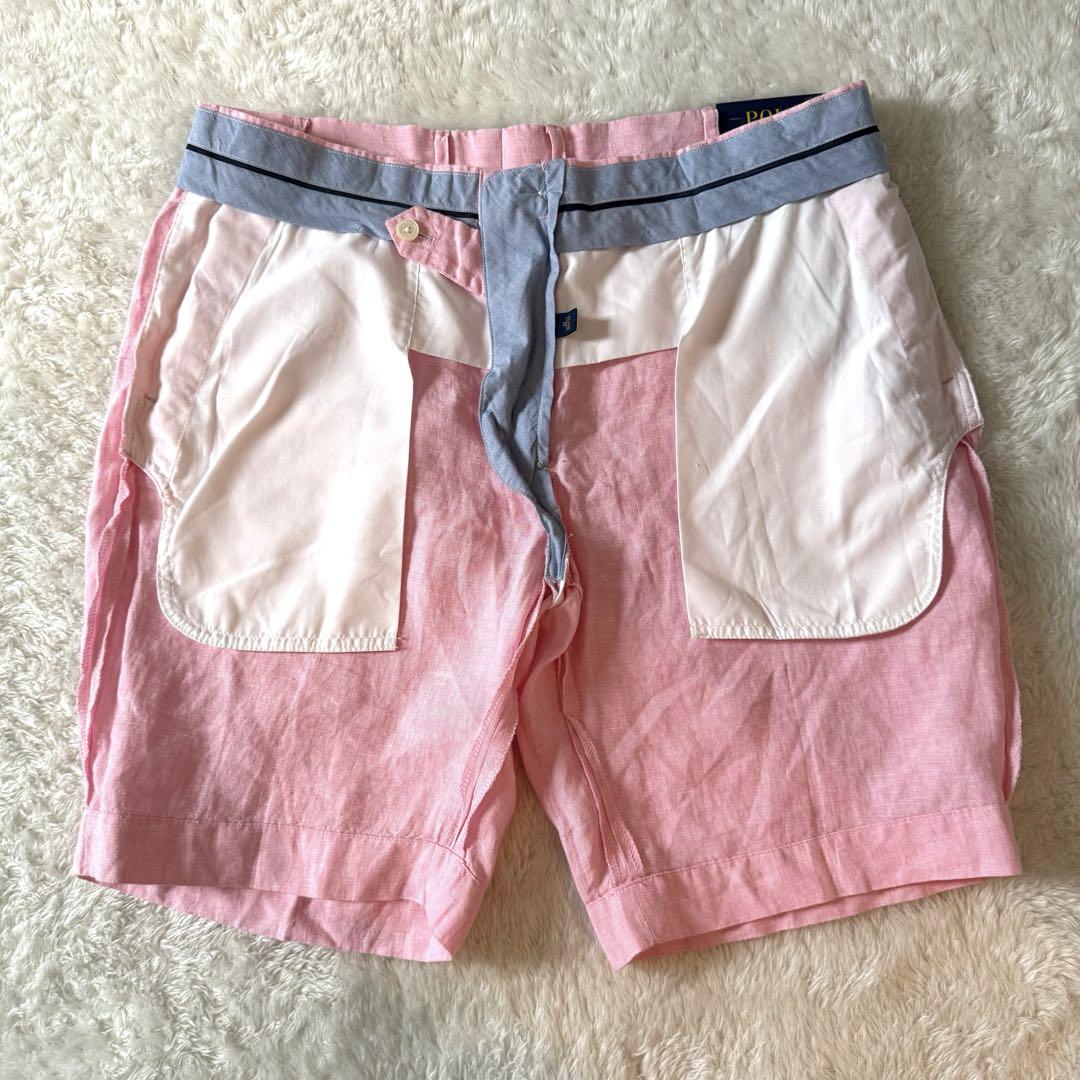新品タグ付き　ポロラルフローレン　ショートパンツ　麻100% 36 大きいサイズ