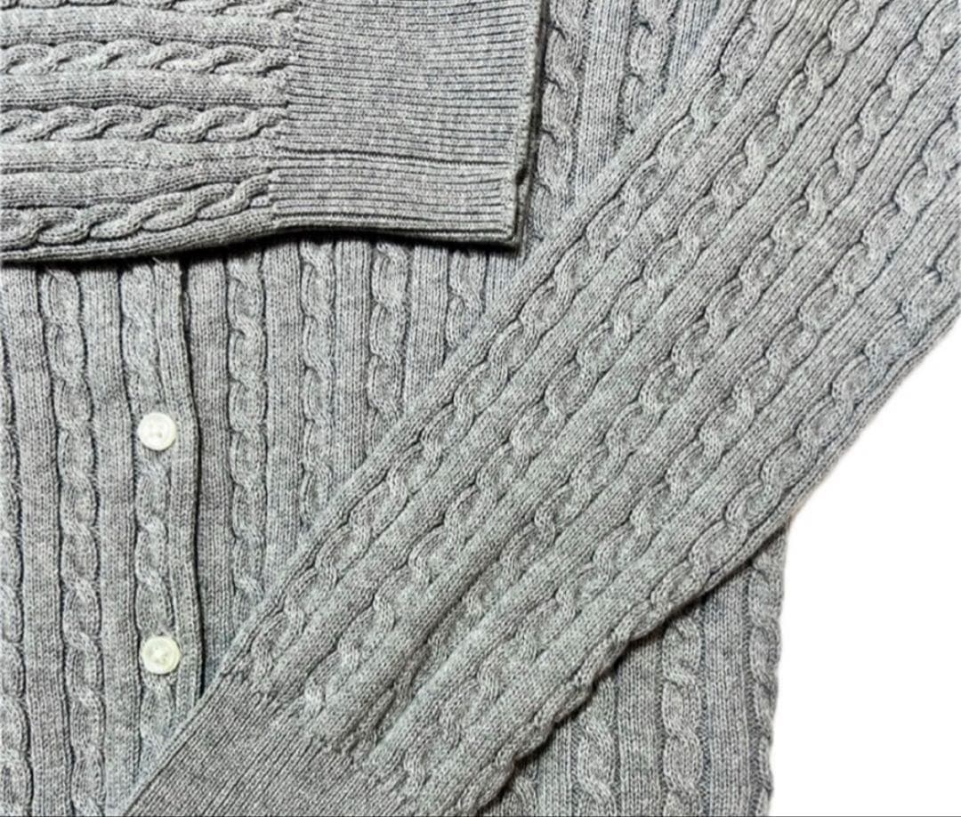 週末セールPoloポロラルフローレンケーブルカーディガン ニット セーターグレー