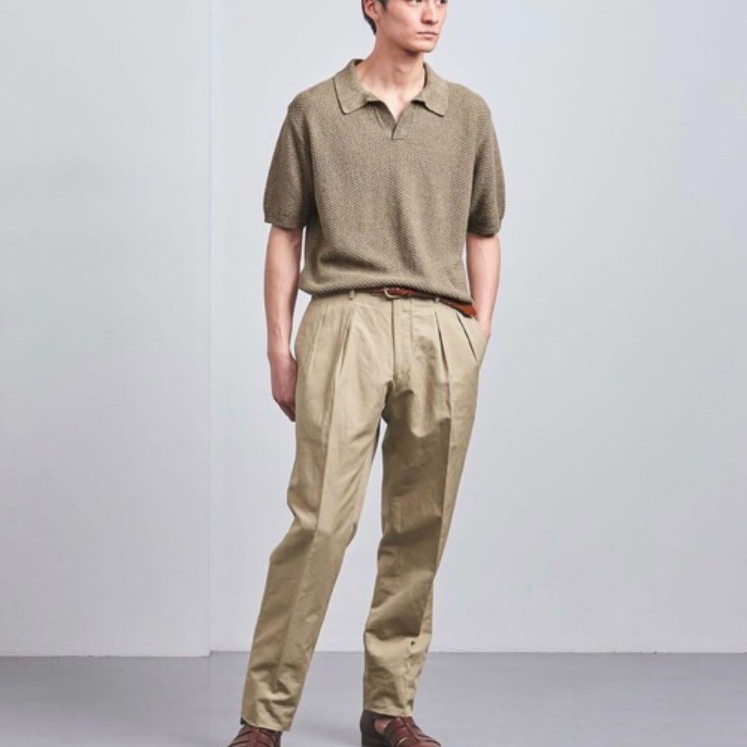 新品タグ付き✨UNITED ARROWS スキッパーニットポロ L リネン