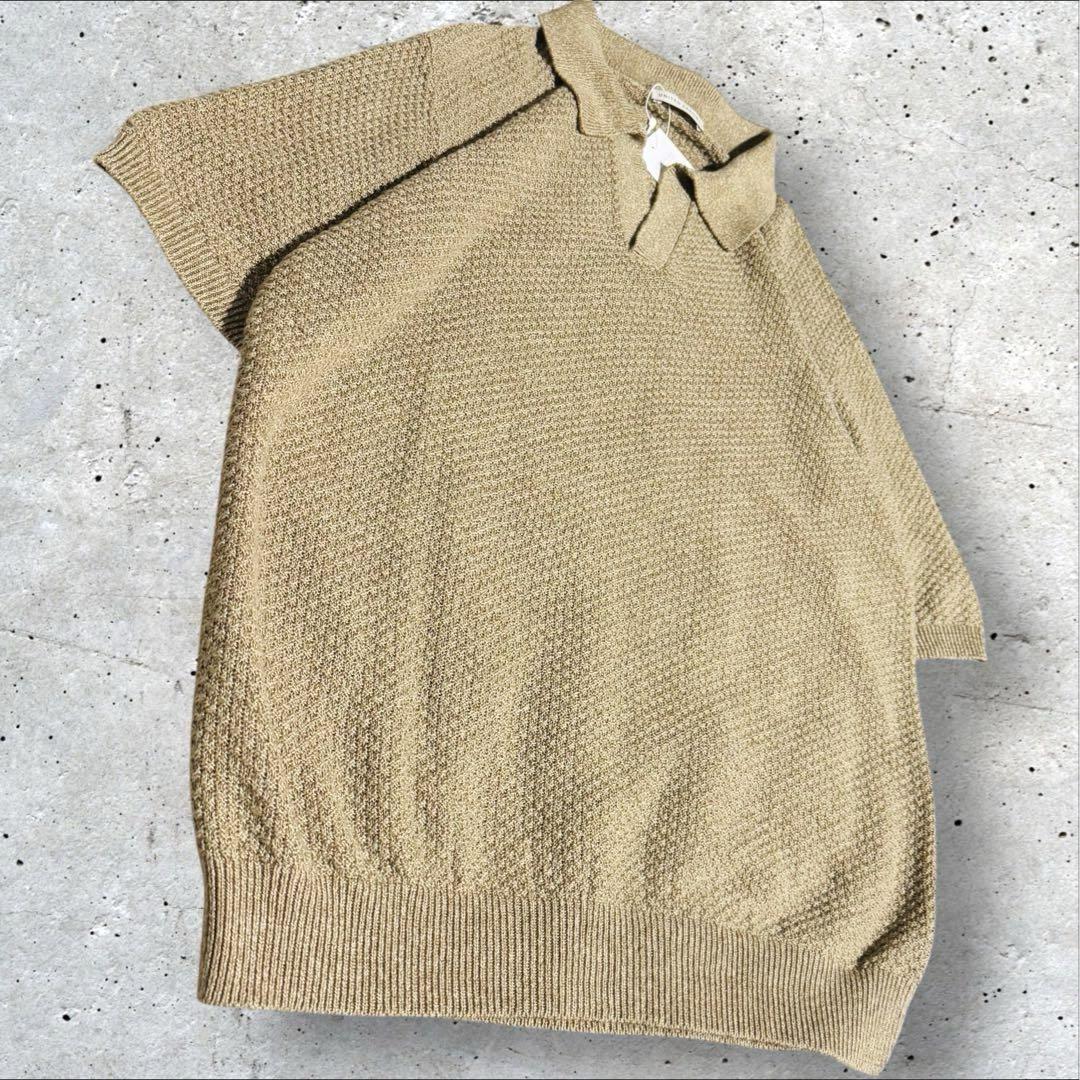 新品タグ付き✨UNITED ARROWS スキッパーニットポロ L リネン
