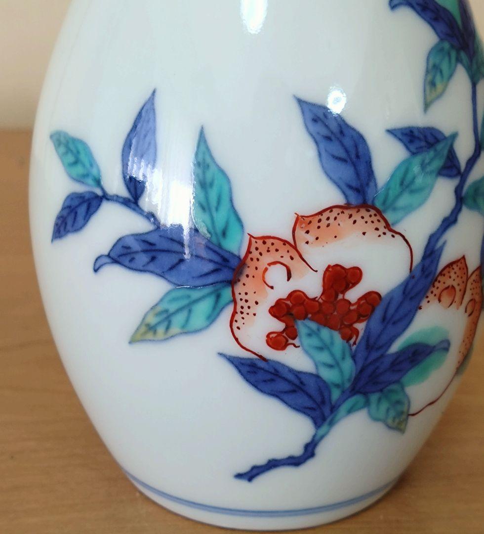 十四代今泉今右衛門作　錦手　柘榴絵花瓶　共箱付　今右衛門花瓶　今右衛門