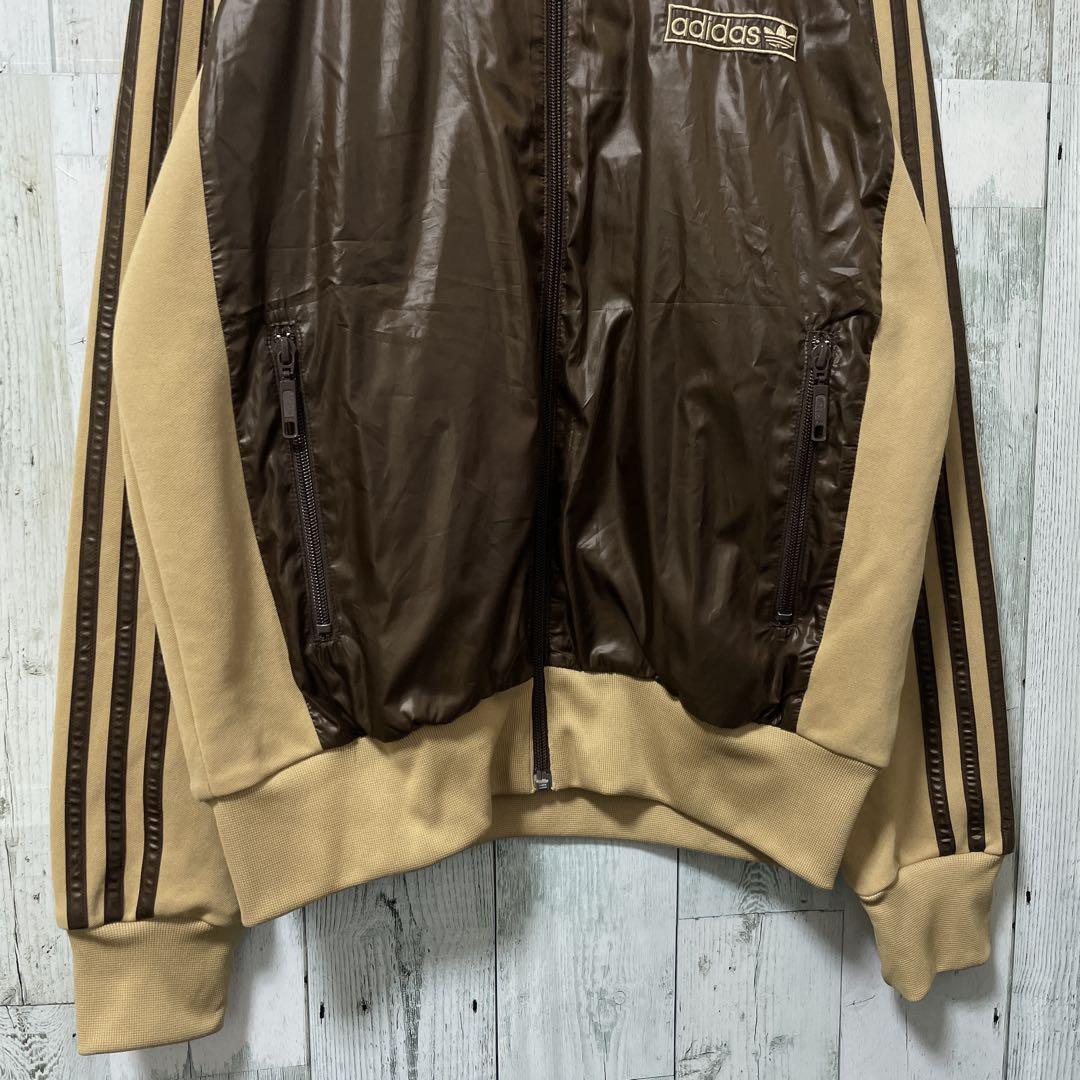 adidas アディダス　トラックジャケット　ブラウン　切り替えパターン