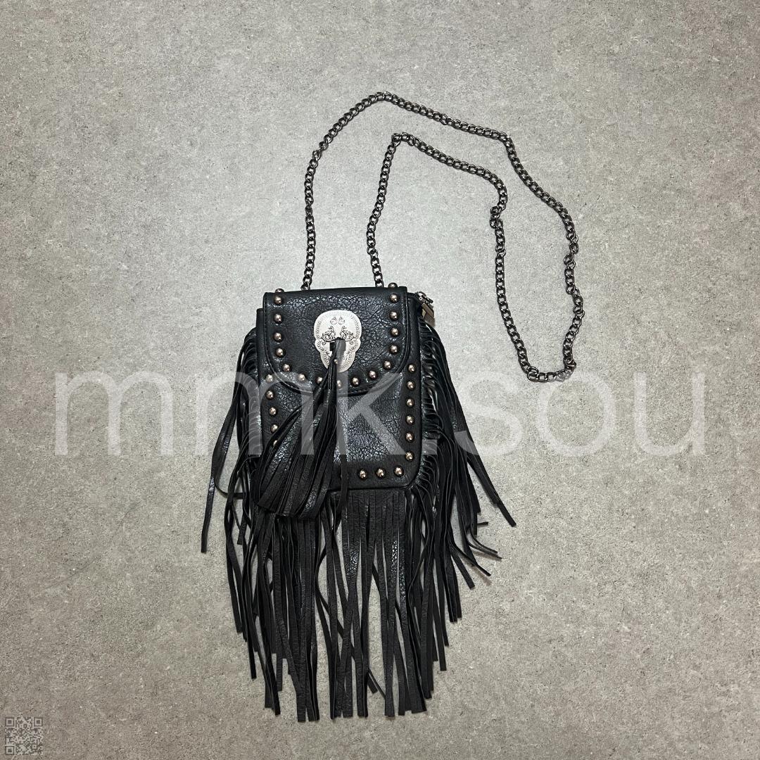 archive fringe leather shoulder bag y2k