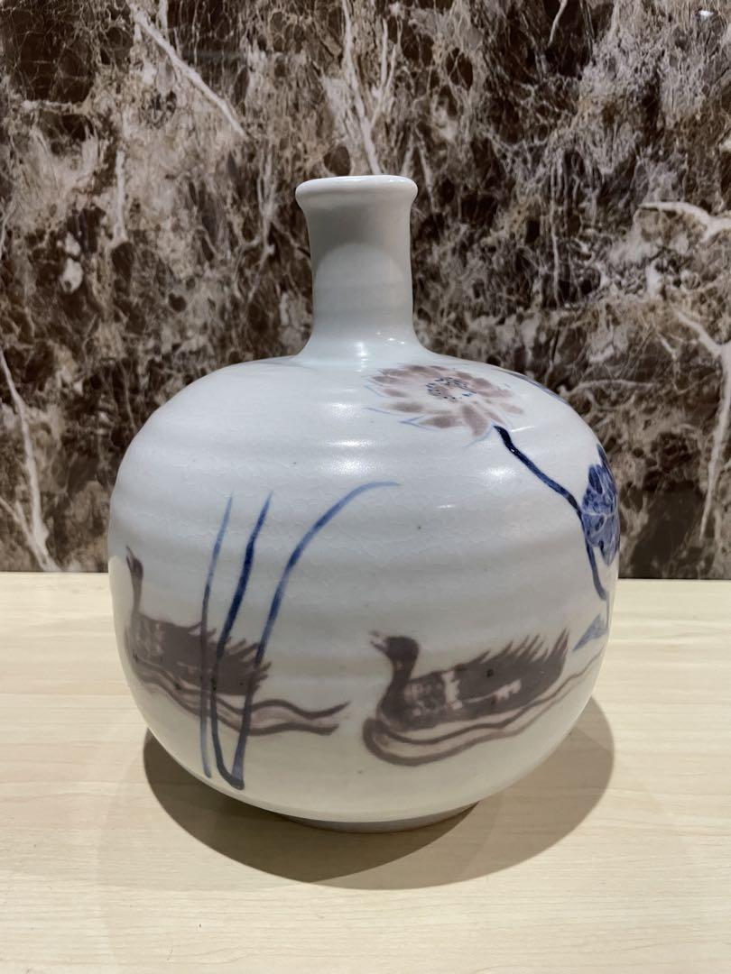 花瓶 一輪挿し 骨董品 古美術 鳥と花 作家不明 （真鍮製 花瓶