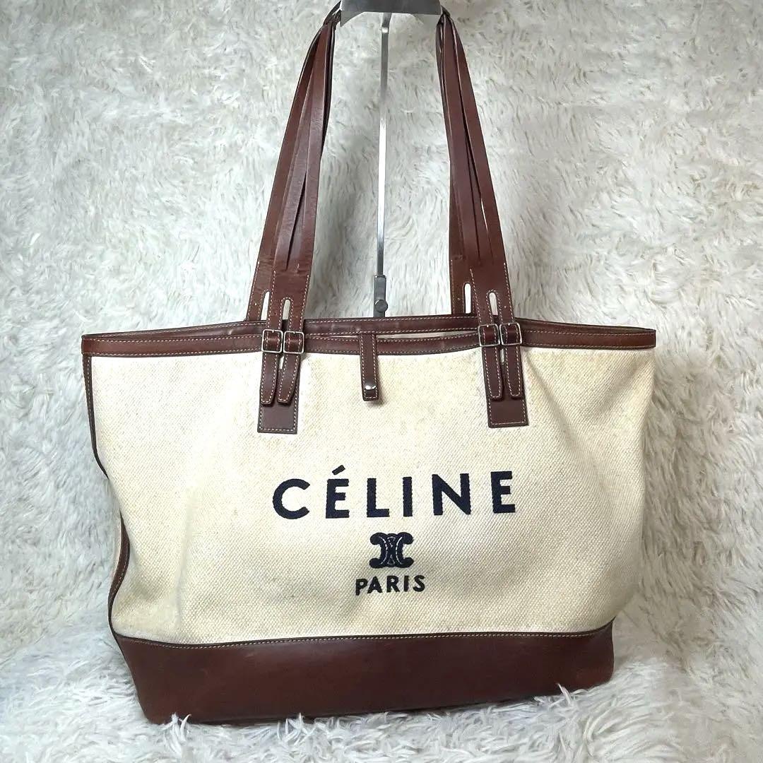 CÉLINE✨セリーヌ　トリオンフ　 キャンバス　レザー　トートバッグ
