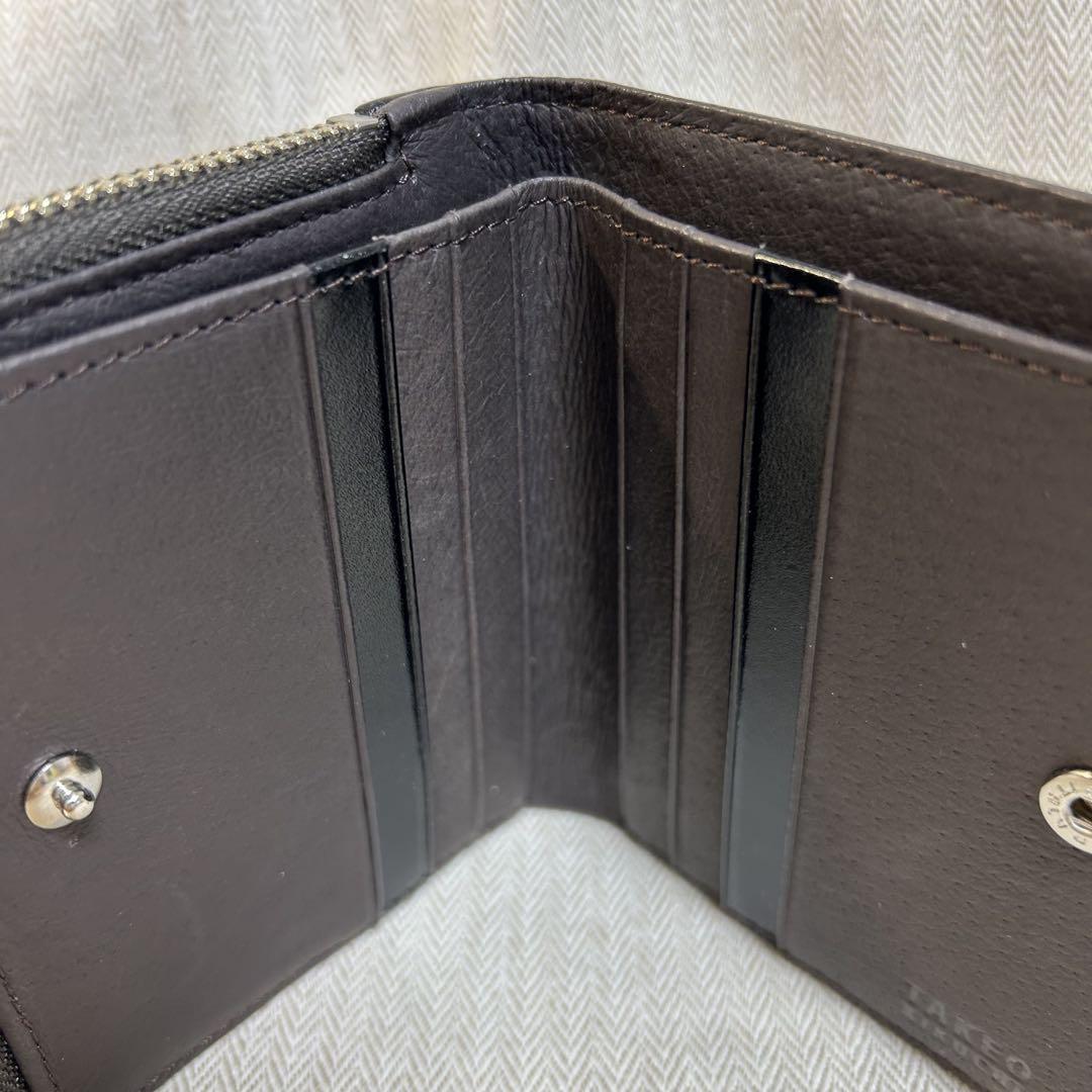 新品TAKEO KIKUCHI 黒レザー財布　薄くてコンパクト二つ折り