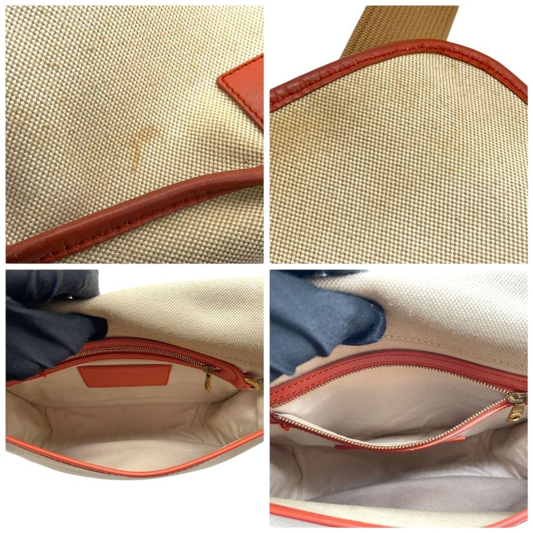 ハンティングワールド　ショルダーバッグ　ベージュ　赤　フラップ　s8
