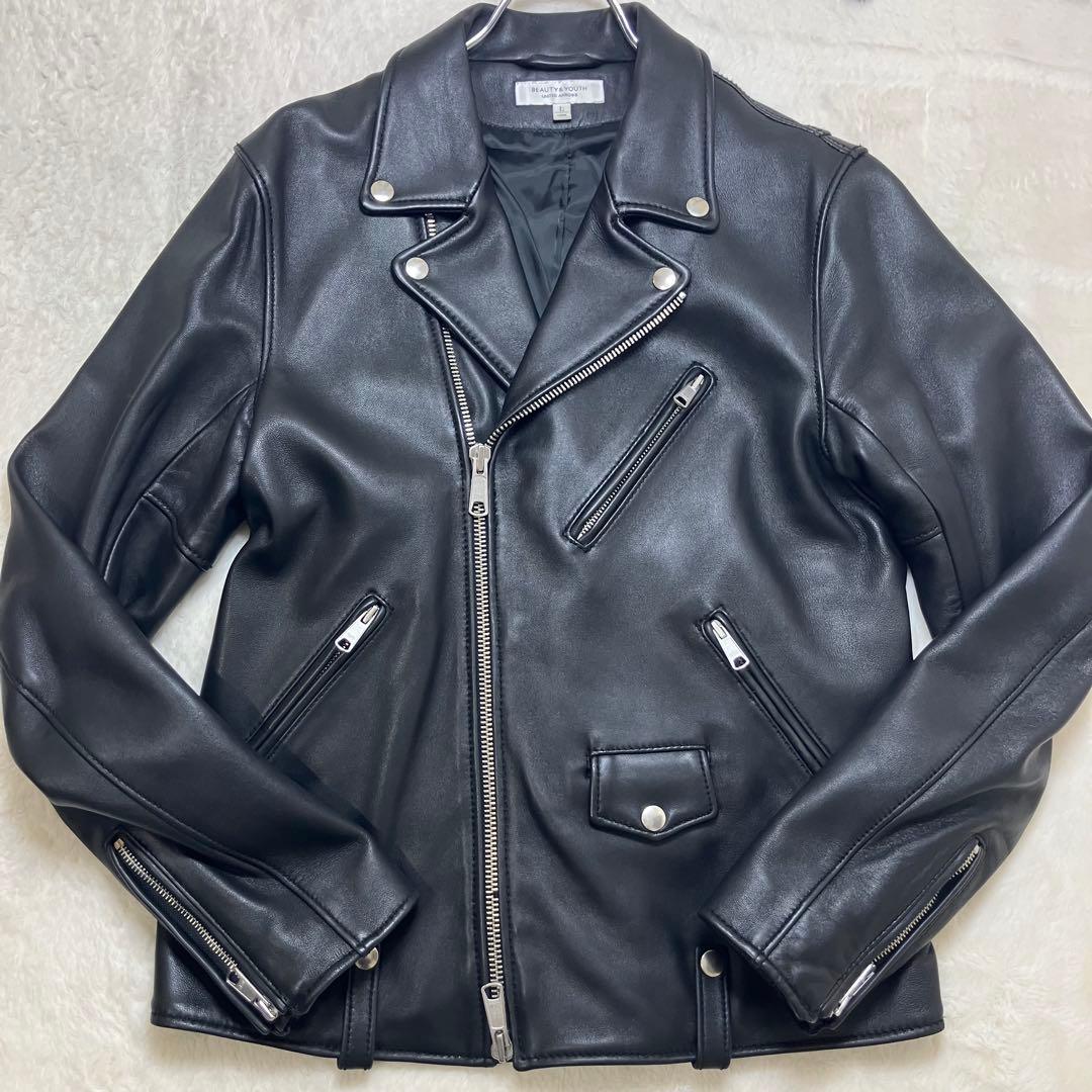ユナイテッドアローズ L 羊革 ラムレザー ダブルライダースジャケット ブラックL BEAUTY YOUTH UNITED ARROWS