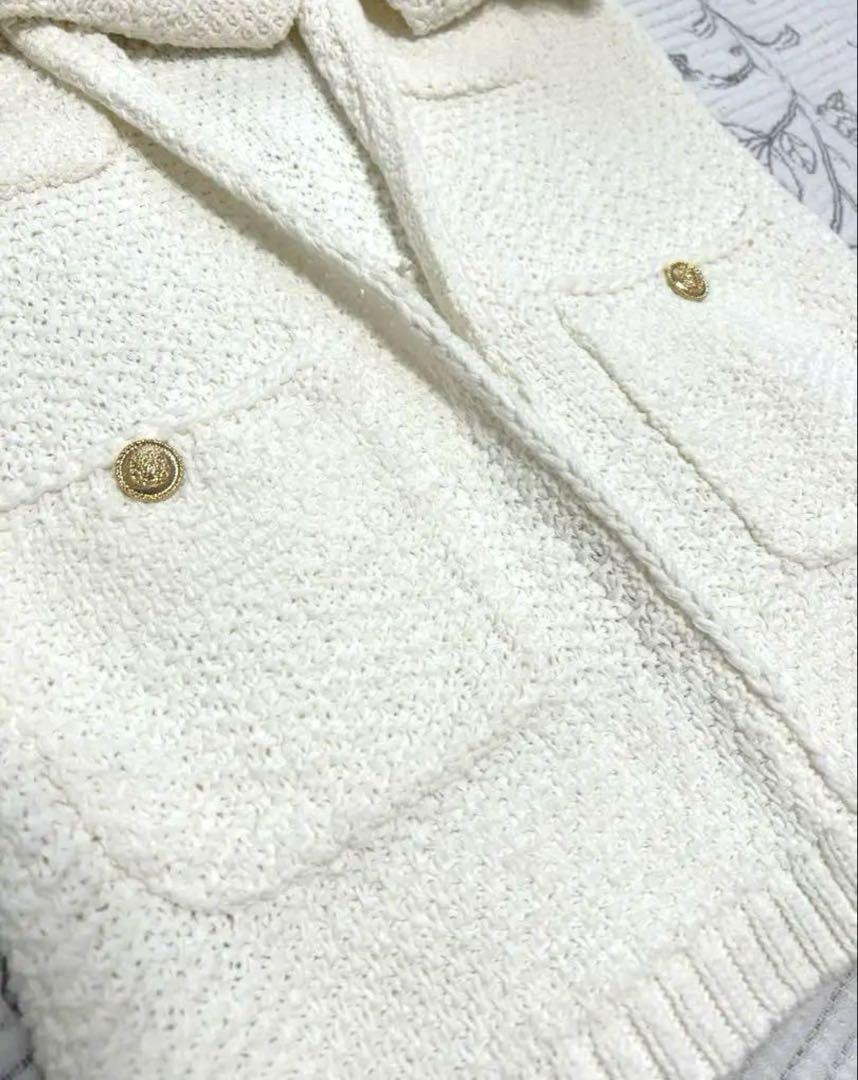 【最終値下】ANAYI アナイ　コットンテープニット ジャケット　ホワイト