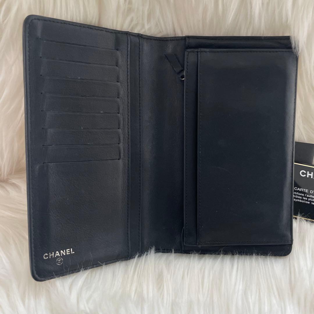 シャネル CHANEL 二つ折り 長財布 ココマーク ビコローレ 白 黒