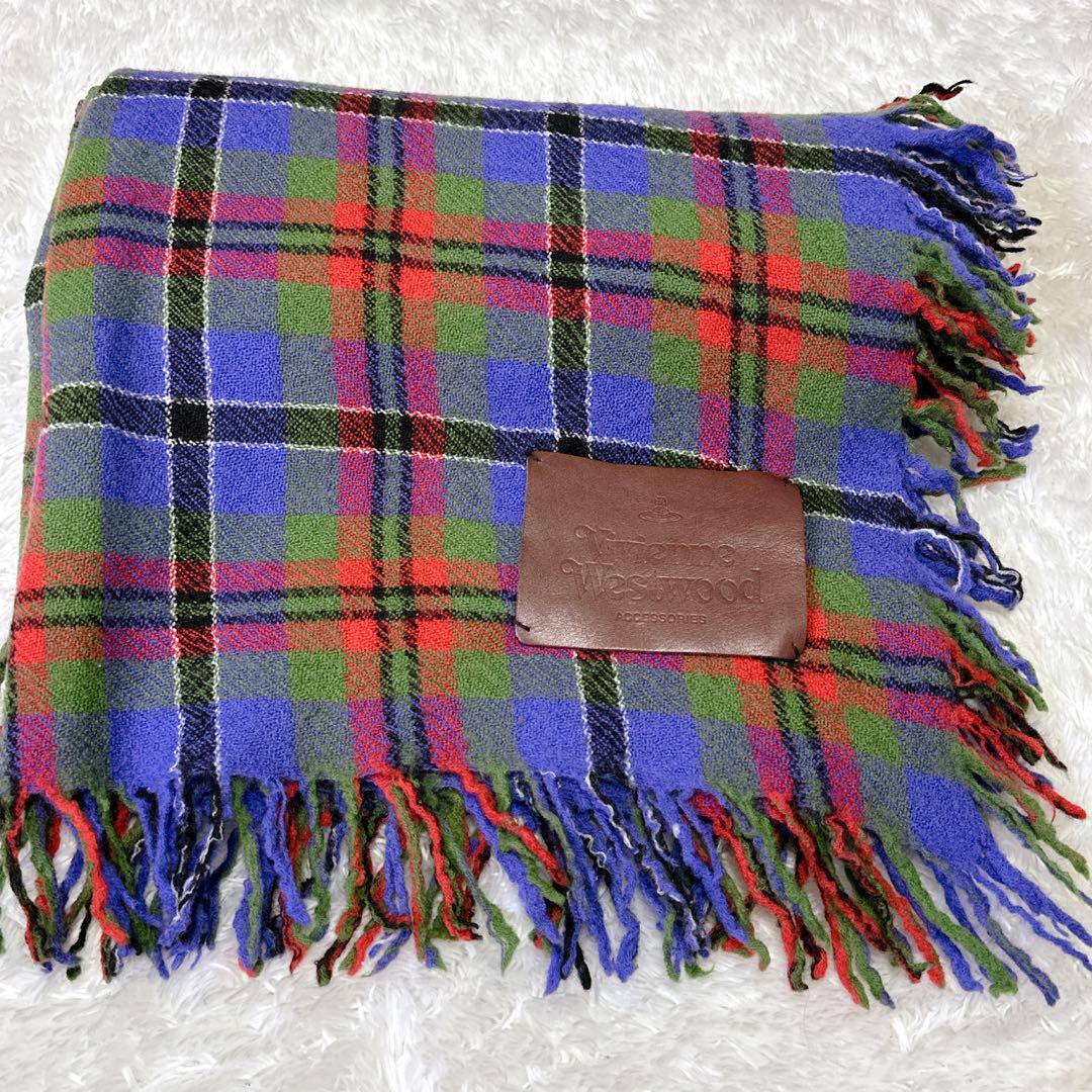 Vivienne Westwood レザーパッチ 大判 ストール ブランケット