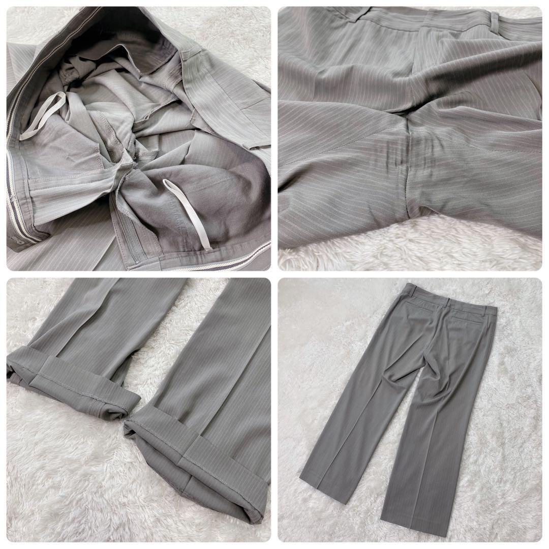 【美品】インディヴィ パンツ スーツ セットアップ ストライプ 大きいサイズ
