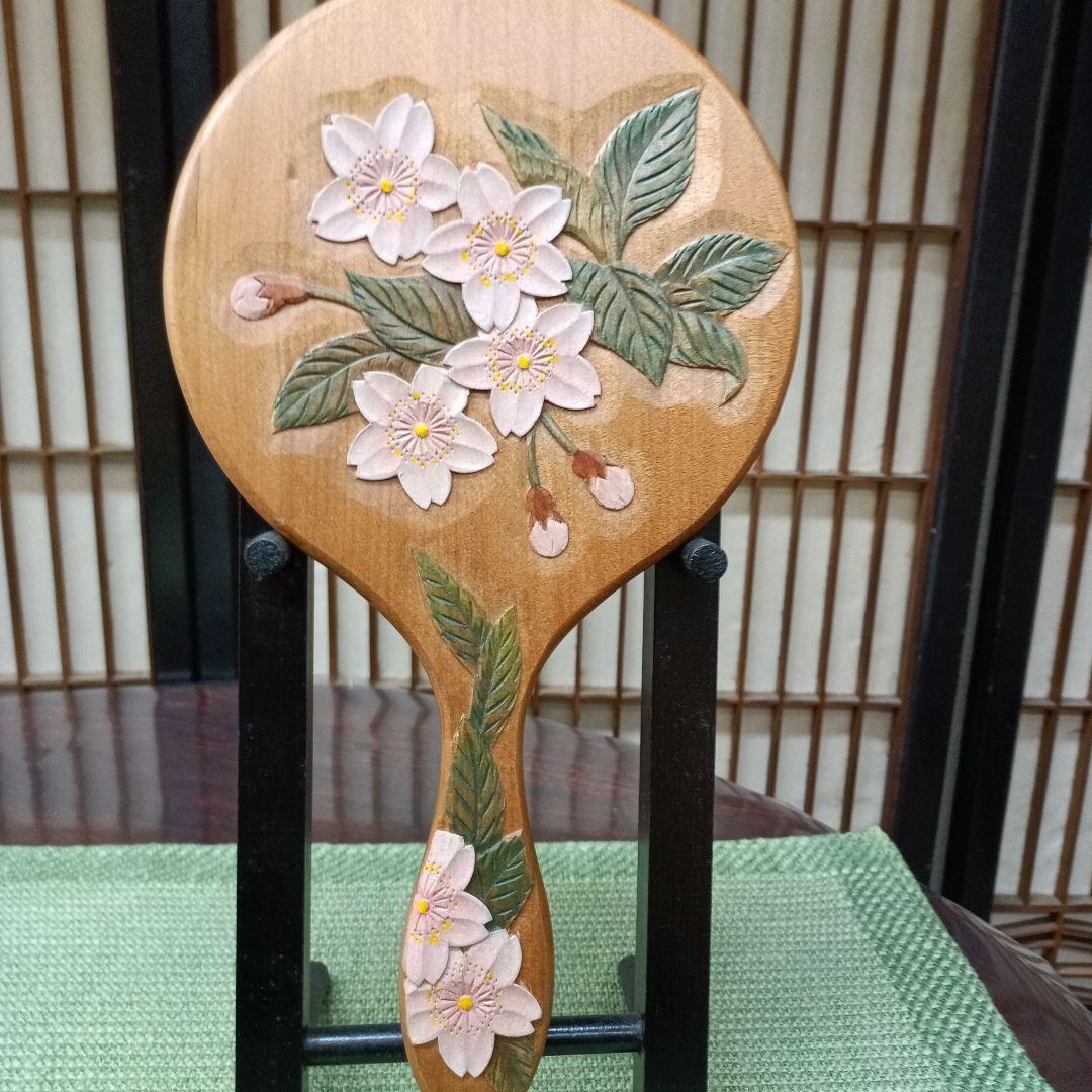 日光彫り丸手鏡 桜 最終価格 - メルカリ