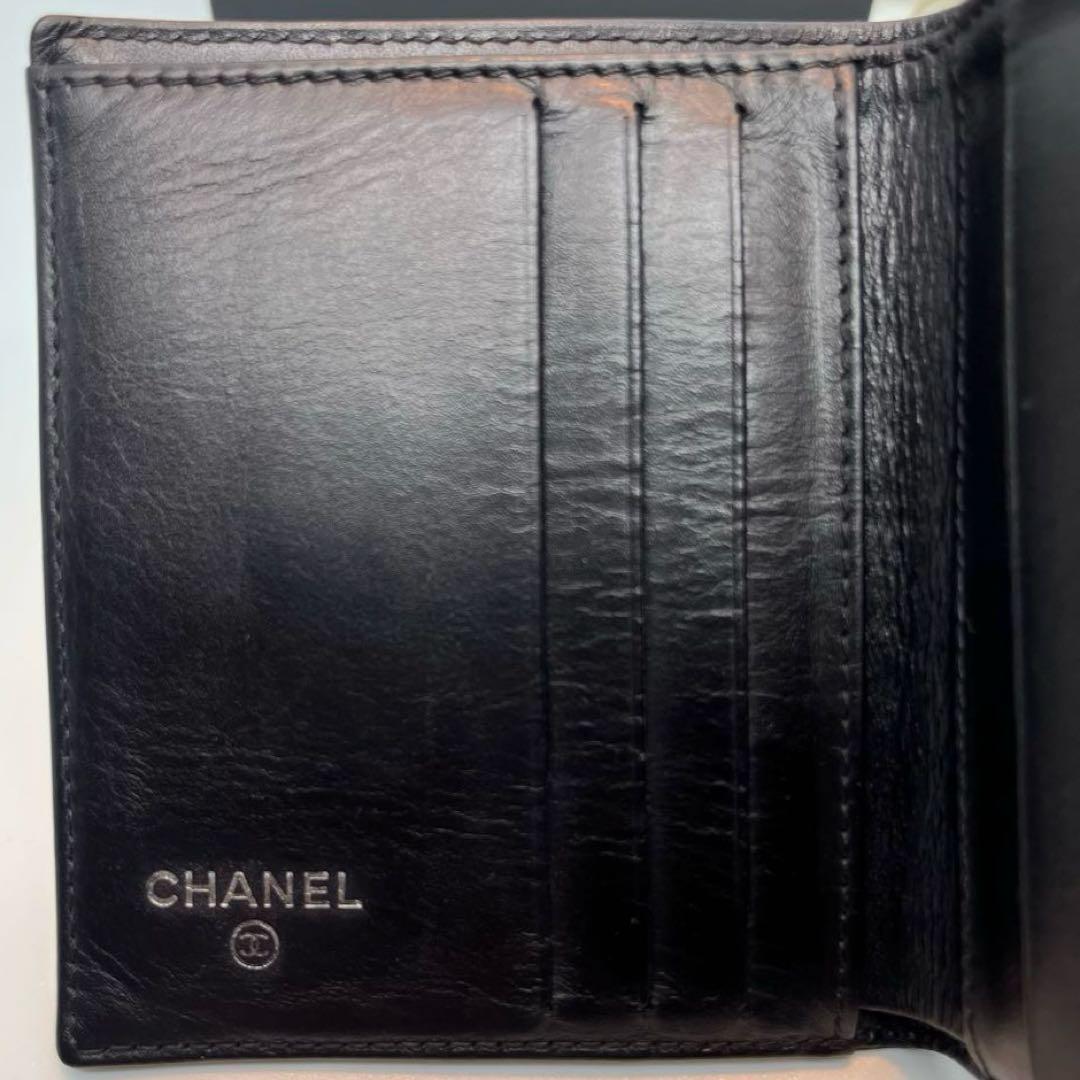 美品☆CHANEL シャネル キャビアスキン 財布 Wホック 小銭入れ付 黒