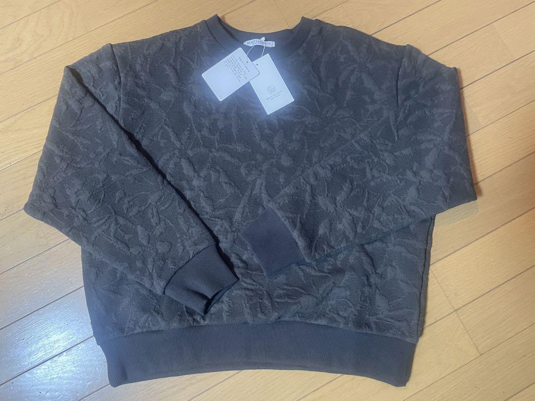 BEAUTY&YOUTH   ボタニカルジャカード プルオーバー　DK.GRAY