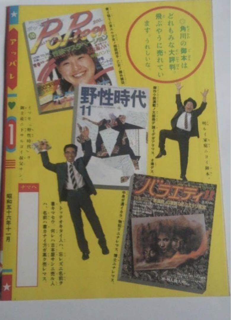 薬師丸ひろ子 痛快アッパレ カドカワノベルズ創刊記念キャンペーン冊子
