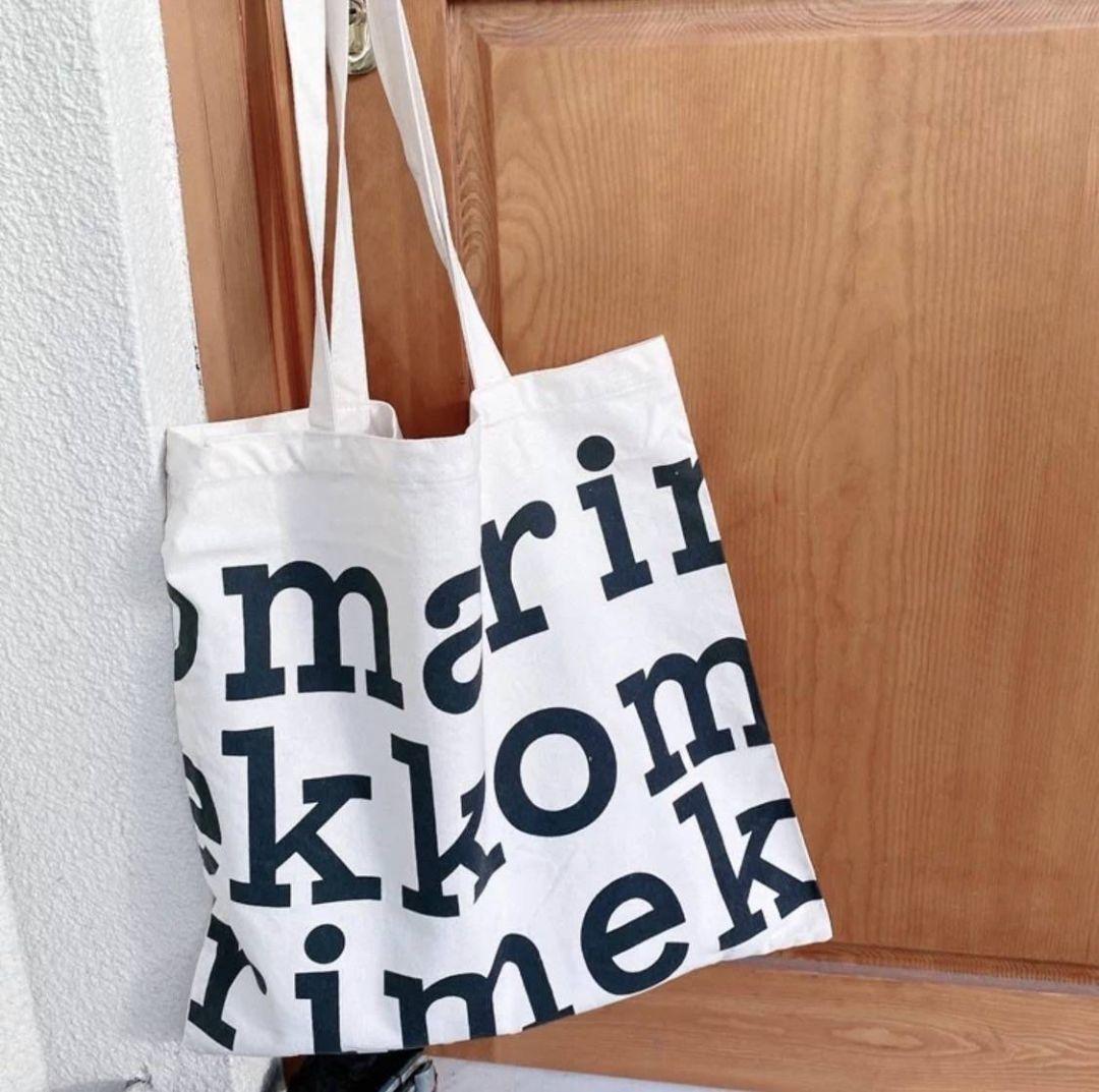 新品】マリメッコmarimekko トートバッグ ロゴ黒 - メルカリ