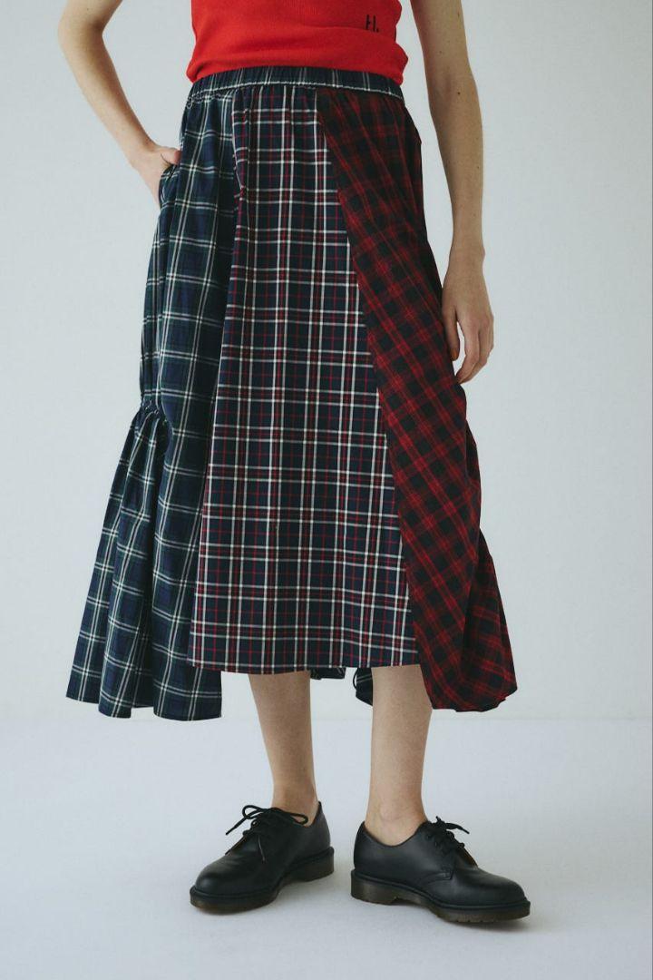 HeRIN.CYE　ヘリンドットサイ　アシンメトリーチェック　スカート