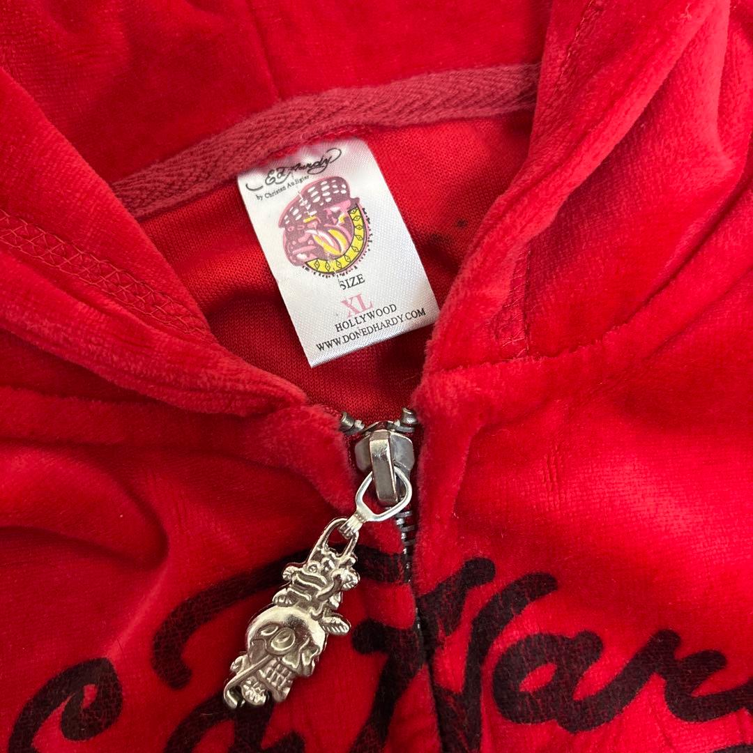 24時間限定値下げ　Ed Hardy 赤 ベロアセットアップ