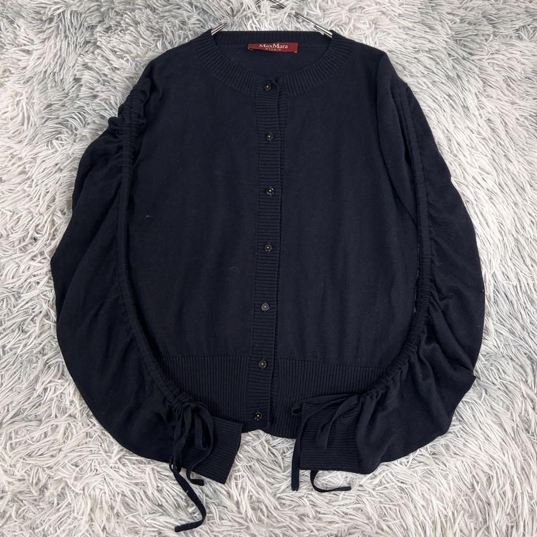 m6701【美品 Max Mara STUDIO】長袖カーディガン シルク 羊毛