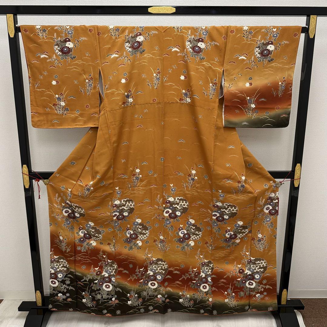 付下げ 雪輪に金彩 美しい染め 紋なし 着物 化繊 袷 広衿RK-4665 付下げ 金彩 上品な花模様 着物 正絹 紋なし 袷 広衿 RK-5704