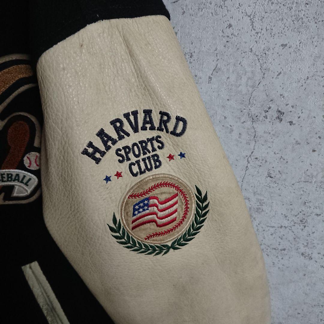 HARVARD SPORTS CLUB 牛革 袖レザー スタジャン ベースボール