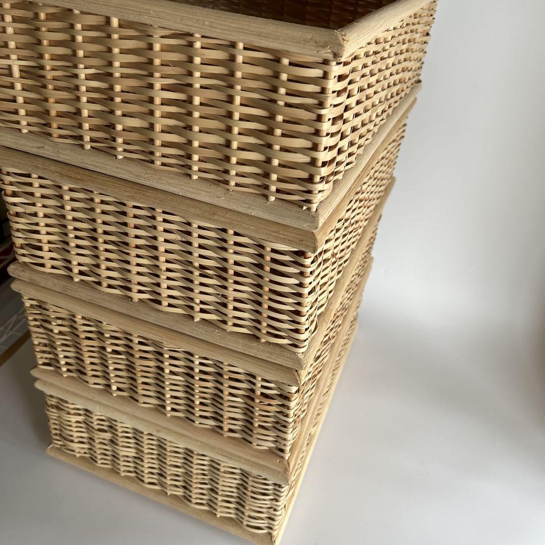 無印良品 ブリ材　バスケット中×3（+1おまけ）、小×2　重ねる収納
