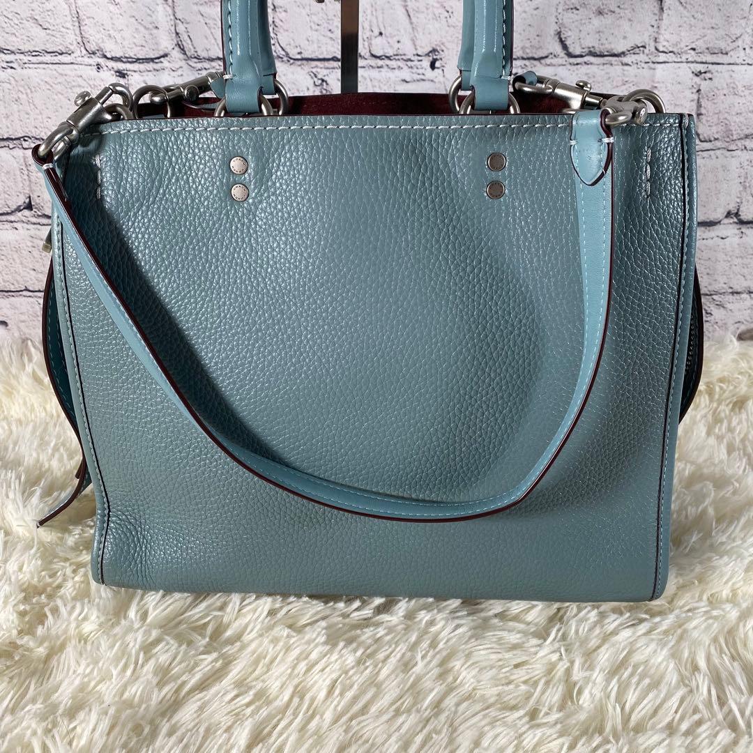 コーチ ローグ 2way ハンドバッグ ショルダーバッグ ブルー 38124 高