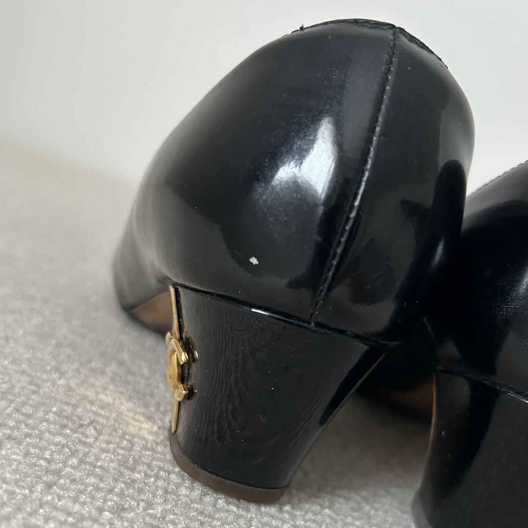 CHANEL シャネル パンプス オープントゥ ココマーク 黒 22cm 35C