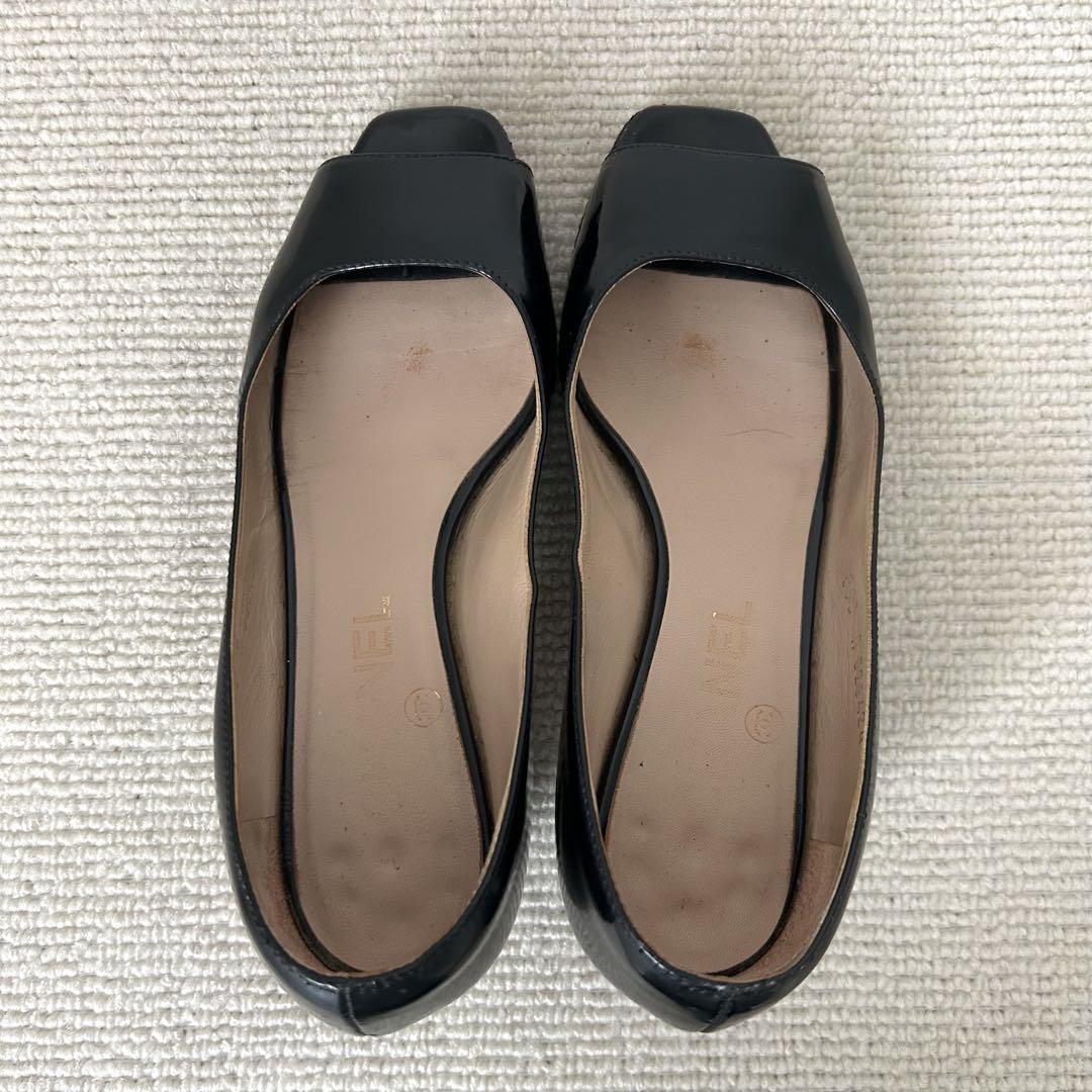 CHANEL シャネル パンプス オープントゥ ココマーク 黒 22cm 35C