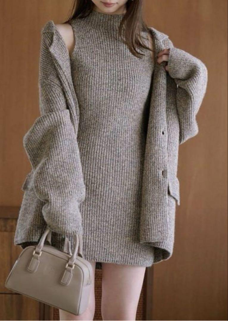 snidel ミニニットワンピース カーディガン セット　GRY