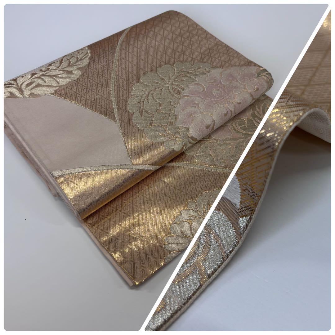 極美品 高級 帯 袋帯 金 花 高級袋帯