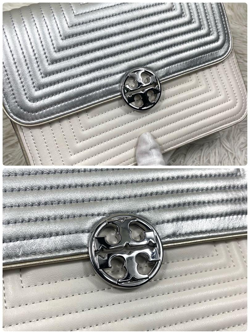 極美品‼️TORY BURCH ショルダーバッグ　シルバーチェーン　ロゴ金具