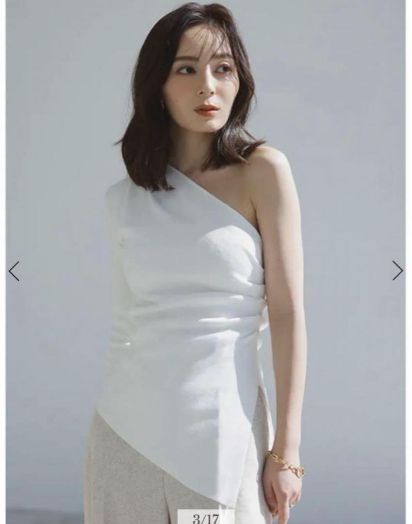 ワンショルアシメヘムニットプルオーバー(F WHITE): トップスanuans