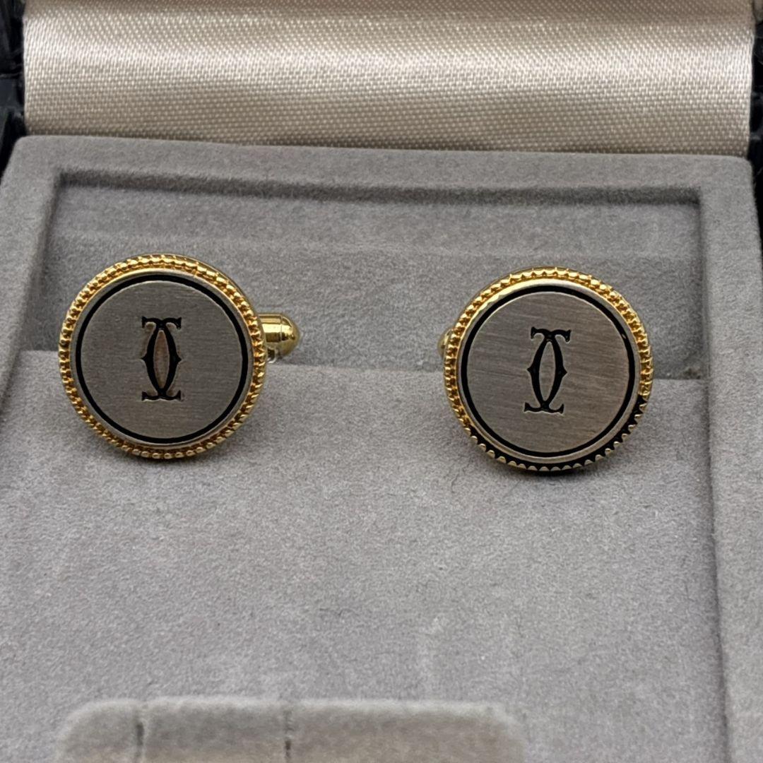 Cartier カルティエ カフス カフリンクス ダブルC ロゴ 金×銀 Cartier カルティエ カフス カフリンクス ダブルC ロゴ 金×銀
